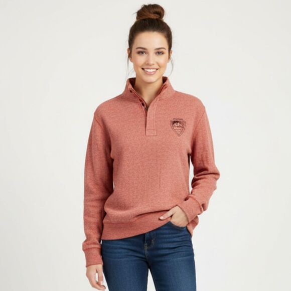 MV Sport Sweaters - MV Sport Glacier National Park Sweater Quarter Zip Pullover Red Cotton Women XL